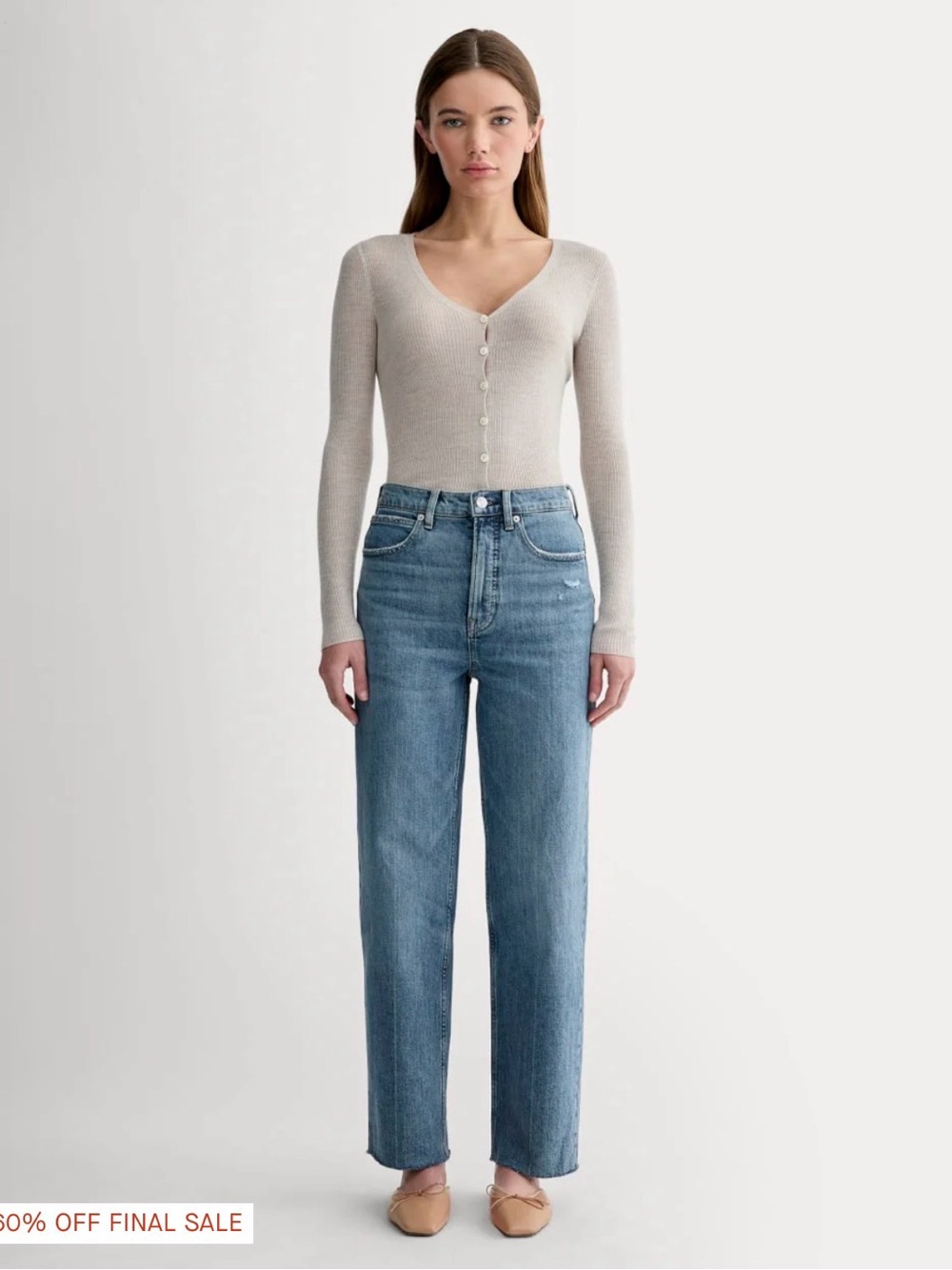 Everlane The Way-High Jean, Distressed, Raw Hem, Size 33